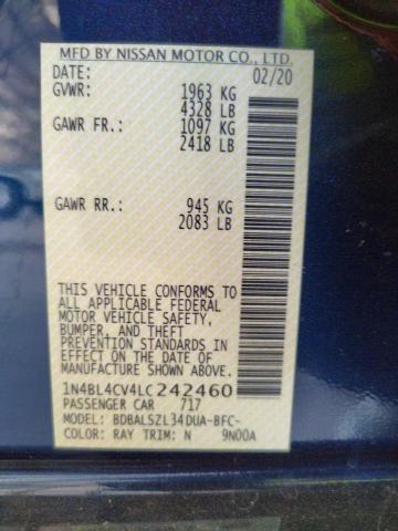 Photo 10 from auction – 2020 NISSAN ALTIMA SR with VIN 1N4BL4CV4LC242460