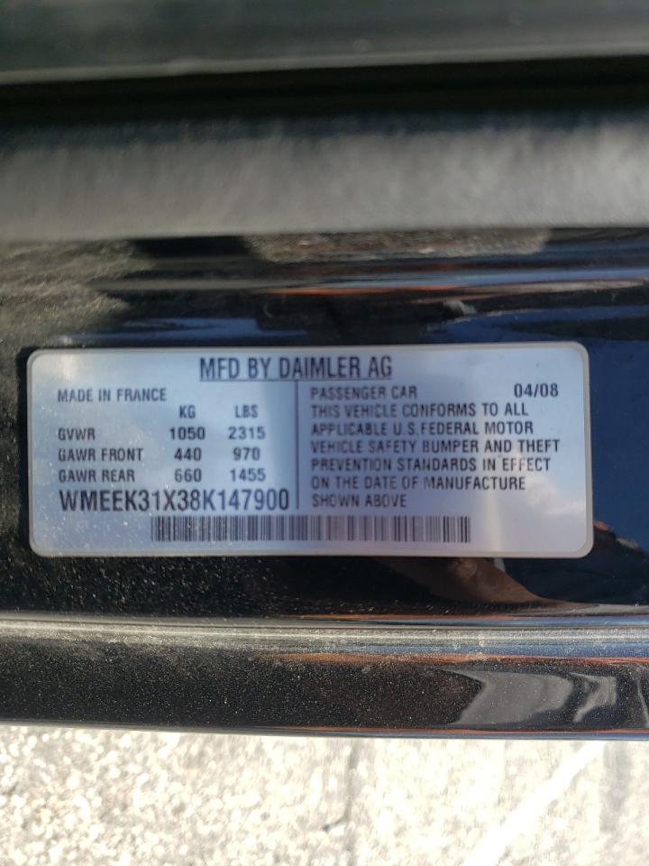 Photo 10 from auction – 2008 SMART FORTWO PAS with VIN WMEEK31X38K147900
