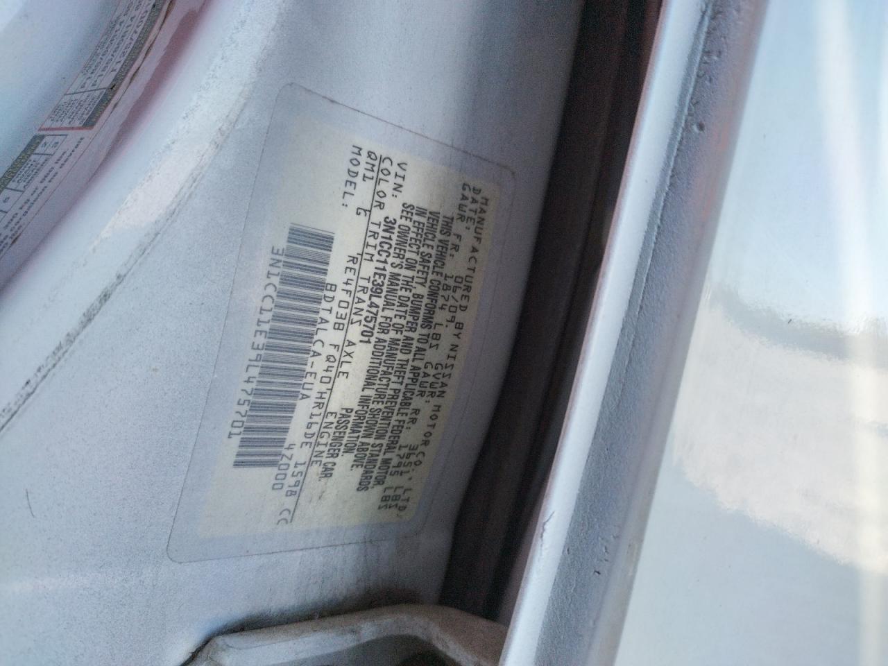 Photo 10 from auction – 2009 NISSAN VERSA S with VIN 3N1CC11E39L475701
