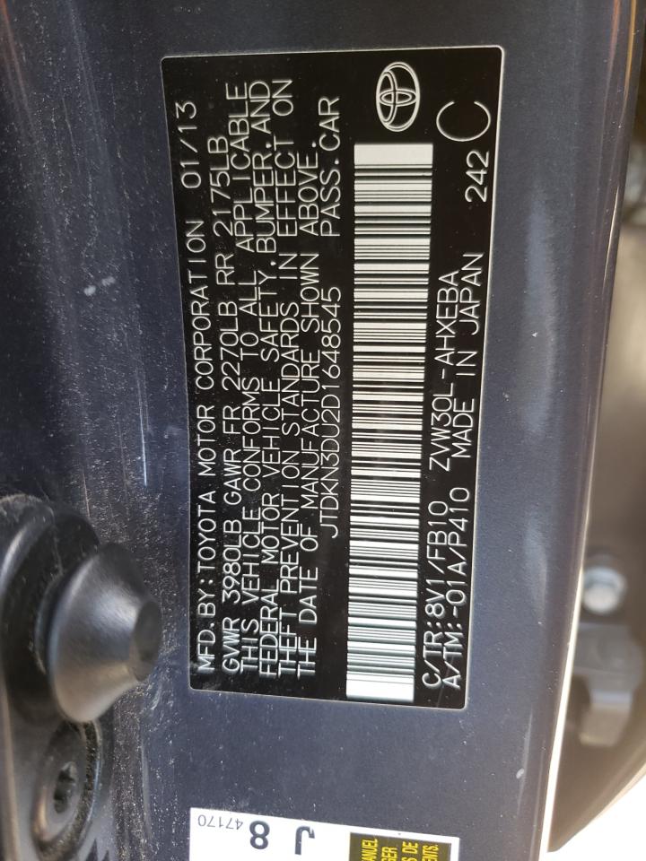 Photo 10 from auction – 2013 TOYOTA PRIUS with VIN JTDKN3DU2D1648545