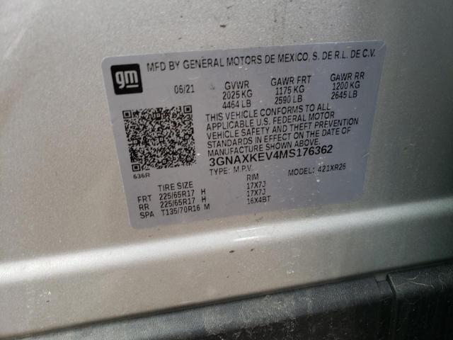 Photo 10 from auction – 2021 CHEVROLET EQUINOX LT with VIN 3GNAXKEV4MS176362