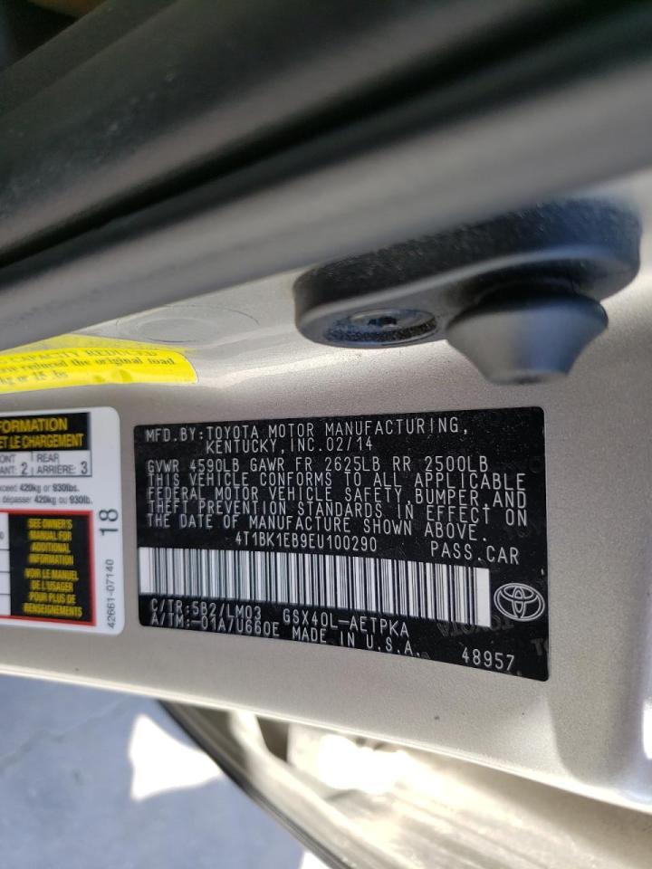 Photo 10 from auction – 2014 TOYOTA AVALON BAS with VIN 4T1BK1EB9EU100290