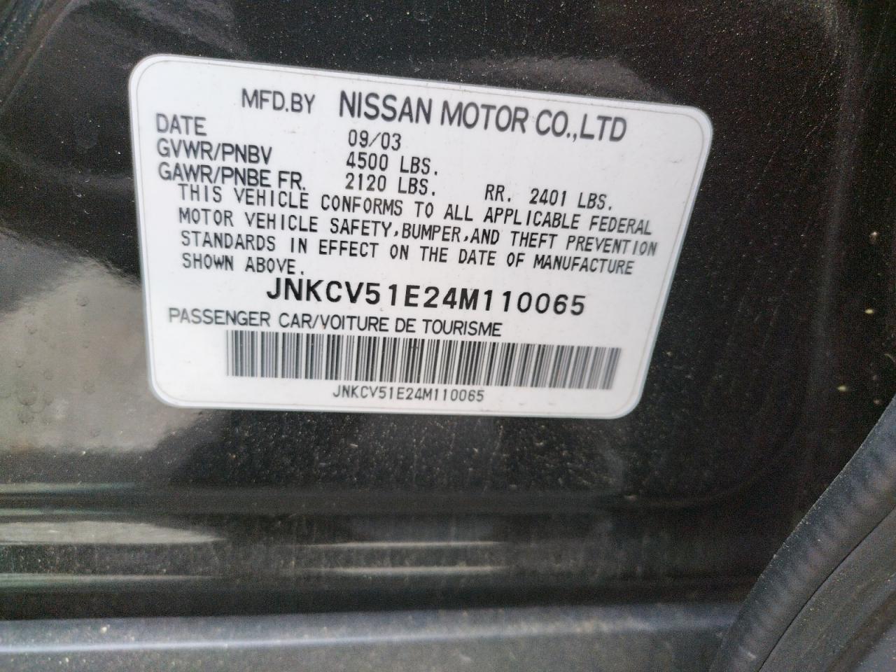 Photo 10 from auction – 2004 INFINITI G35 with VIN JNKCV51E24M110065