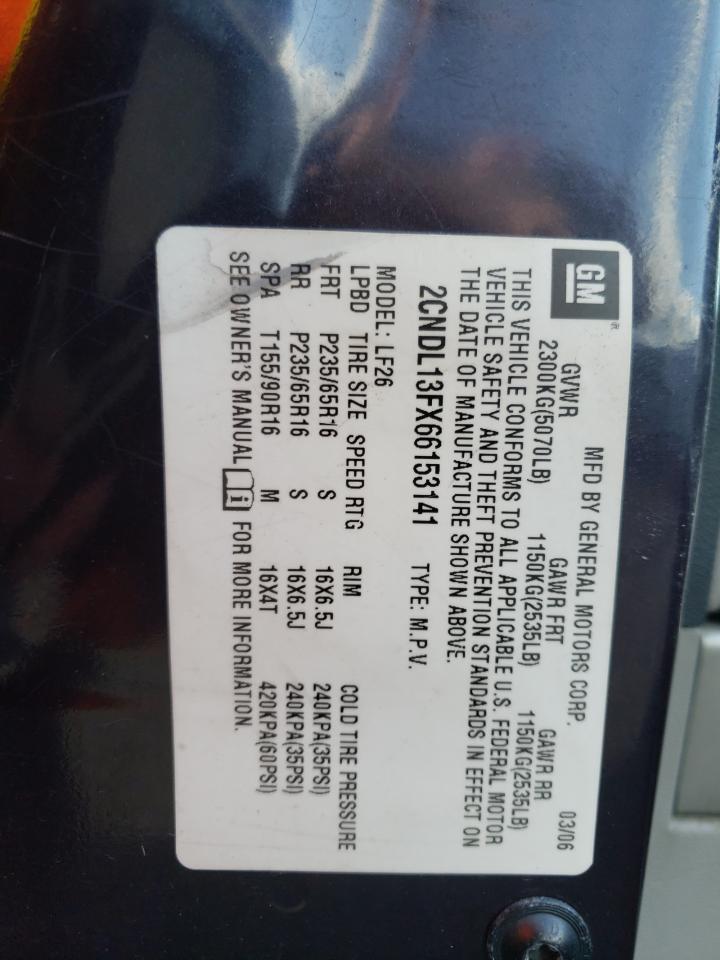 Photo 10 from auction – 2006 CHEVROLET EQUINOX LS with VIN 2CNDL13FX66153141