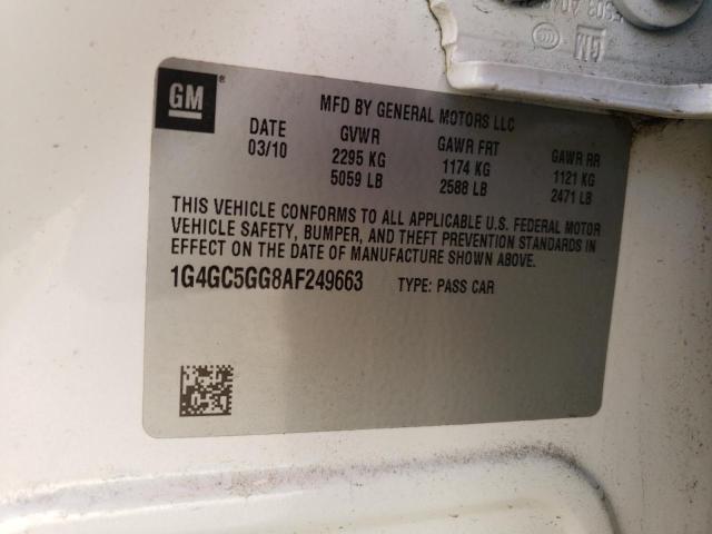 Photo 10 from auction – 2010 BUICK LACROSSE C with VIN 1G4GC5GG8AF249663