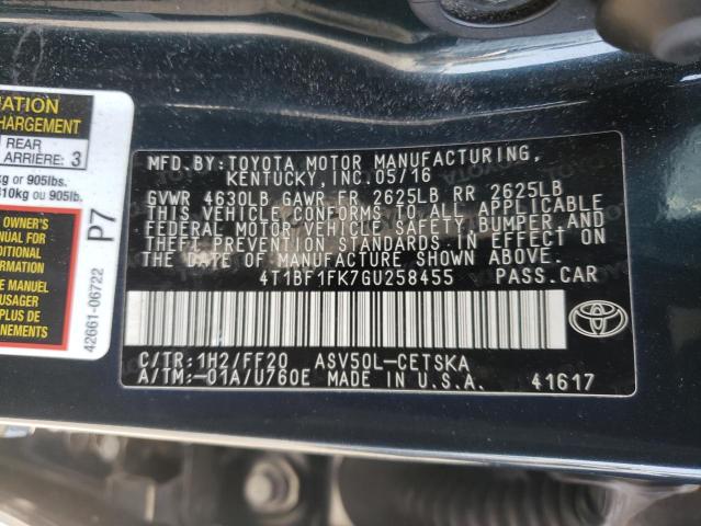 Photo 10 from auction – 2016 TOYOTA CAMRY LE with VIN 4T1BF1FK7GU258455