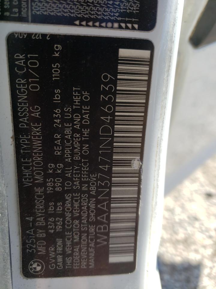 Foto 10 de la subasta – 2001 BMW 325 I con VIN WBAAN37471ND46339