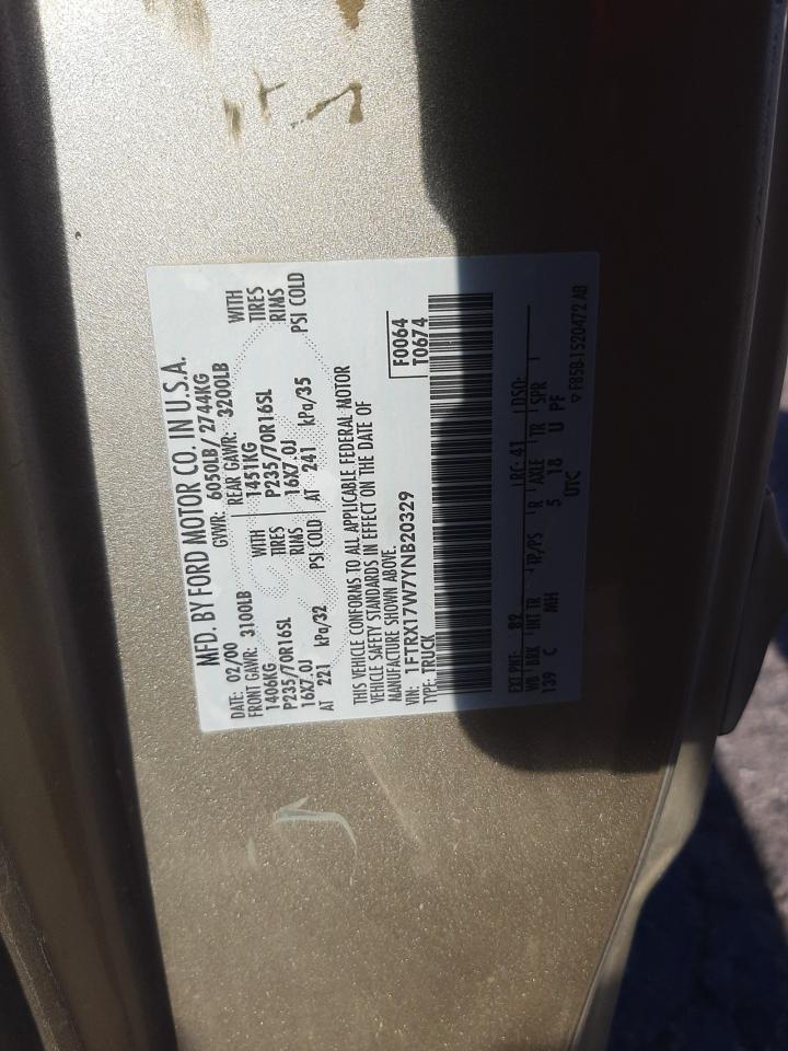 Photo 10 from auction – 2000 FORD F150 with VIN 1FTRX17W7YNB20329