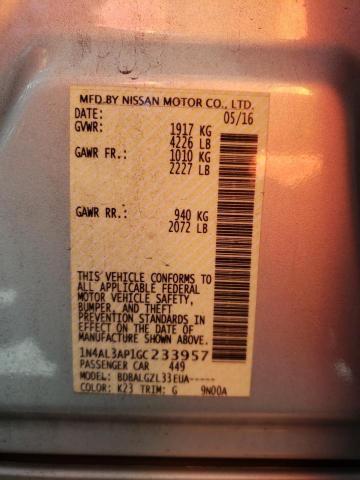 Photo 10 from auction – 2016 NISSAN ALTIMA 2.5 with VIN 1N4AL3AP1GC233957