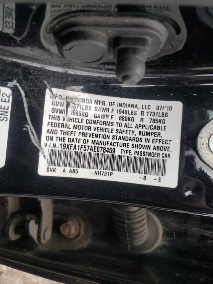 Photo 10 from auction – 2010 HONDA CIVIC LX with VIN 19XFA1F57AE078459