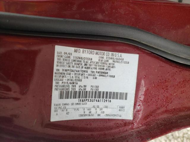 Photo 10 from auction – 2004 FORD TAURUS SE with VIN 1FAFP53U74A112916