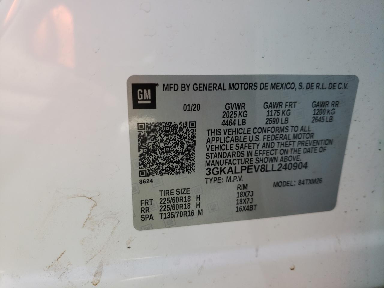 Photo 10 from auction – 2020 GMC TERRAIN SL with VIN 3GKALPEV8LL240904