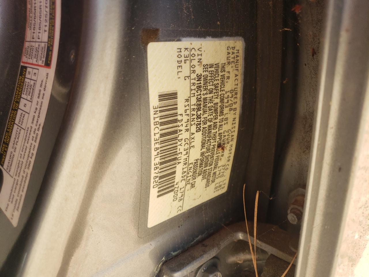 Photo 10 from auction – 2009 NISSAN VERSA S with VIN 3N1BC13E89L387820
