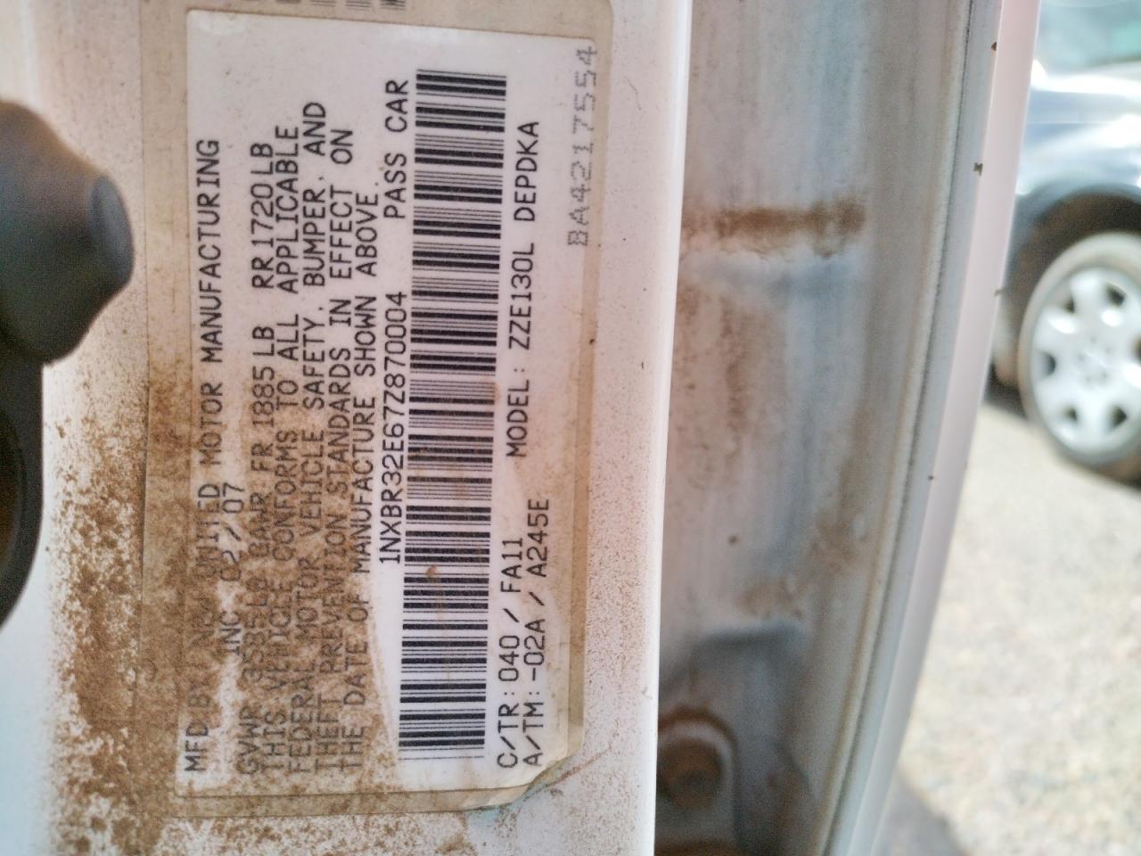 Photo 10 from auction – 2007 TOYOTA COROLLA CE with VIN 1NXBR32E67Z870004