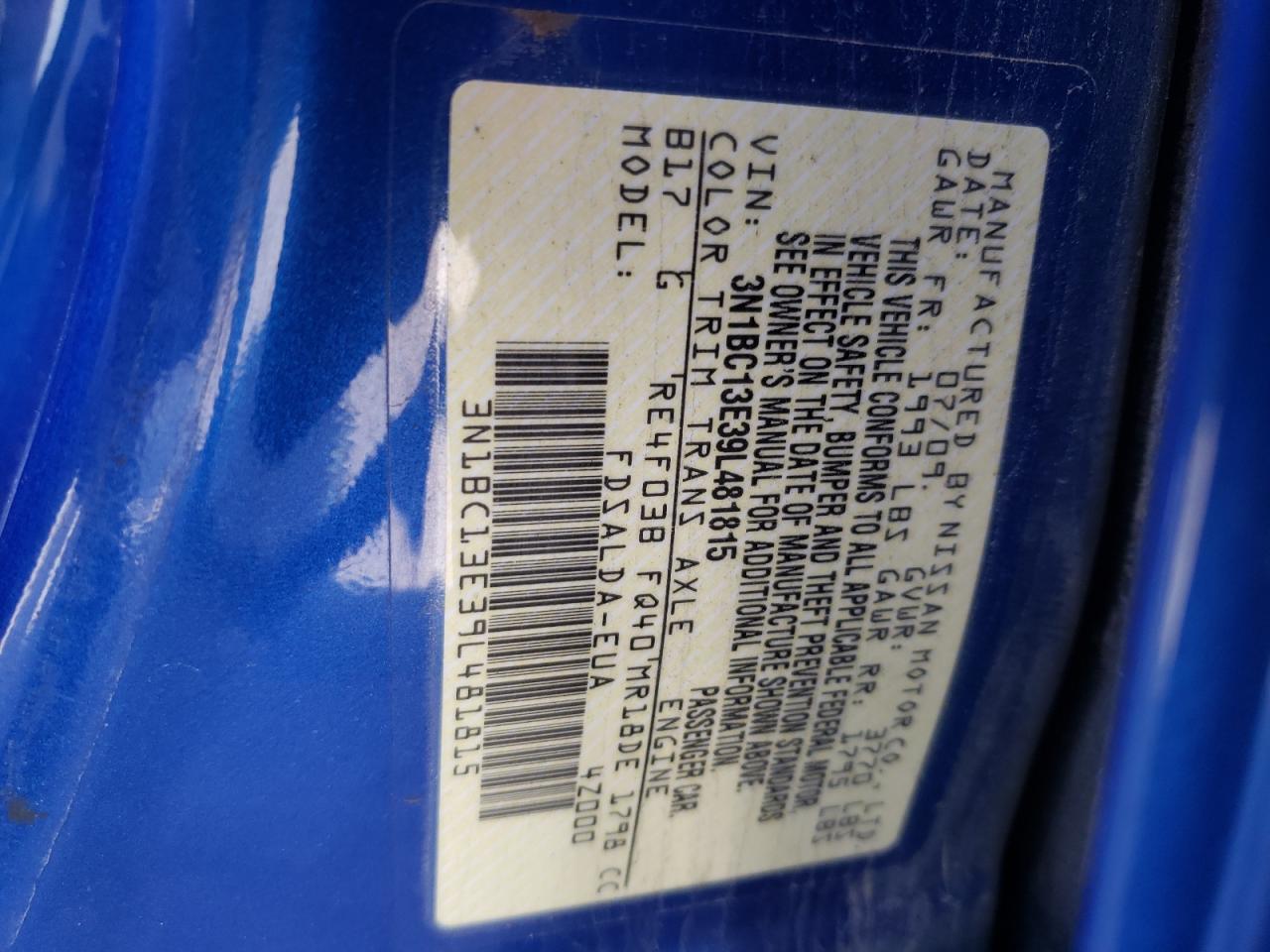 Photo 10 from auction – 2009 NISSAN VERSA S with VIN 3N1BC13E39L481815