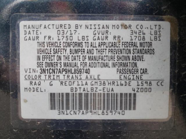 Photo 10 from auction – 2017 NISSAN VERSA S with VIN 3N1CN7AP9HL859740