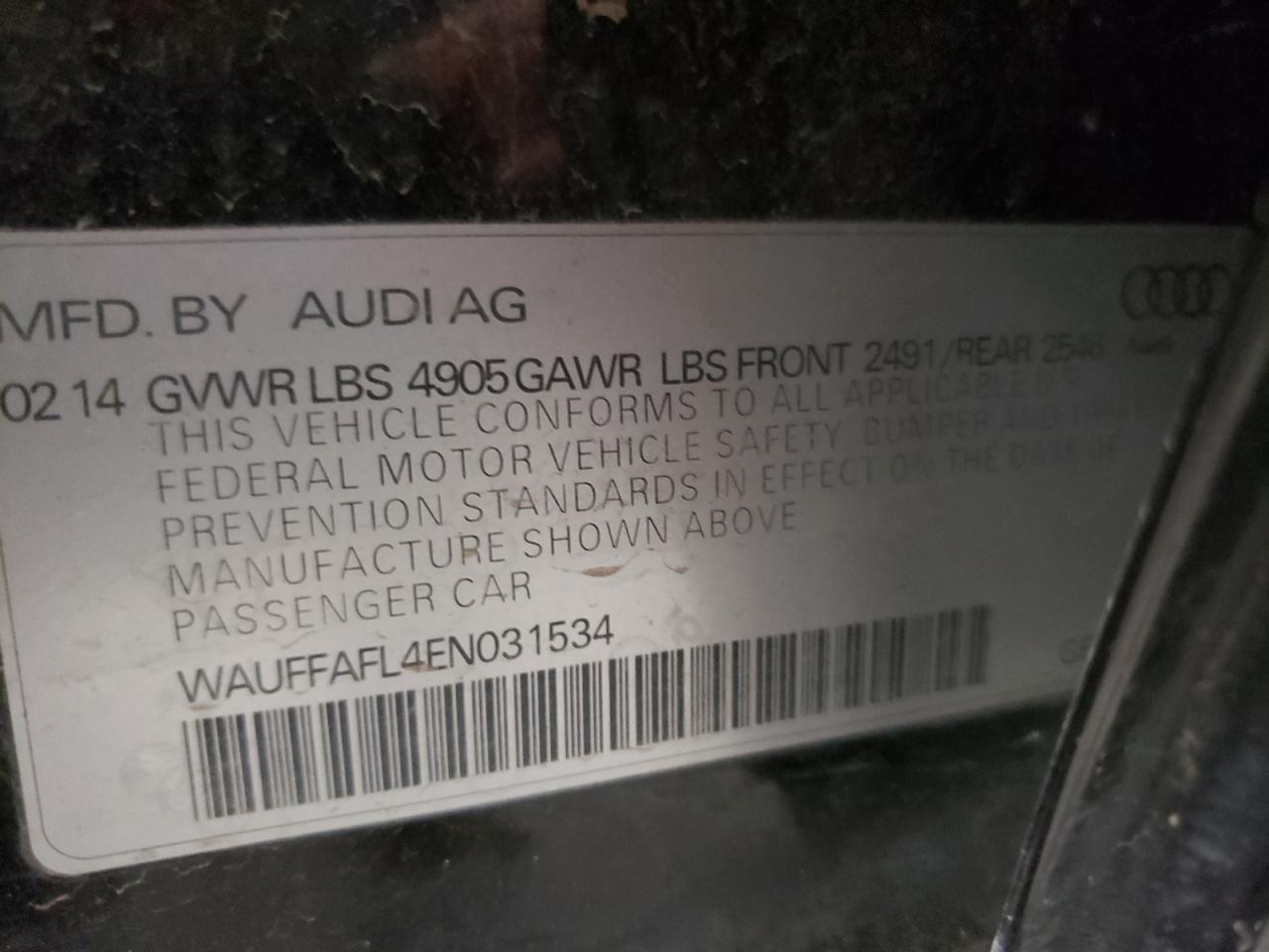 Photo 10 from auction – 2014 AUDI A4 PREMIUM with VIN WAUFFAFL4EN031534