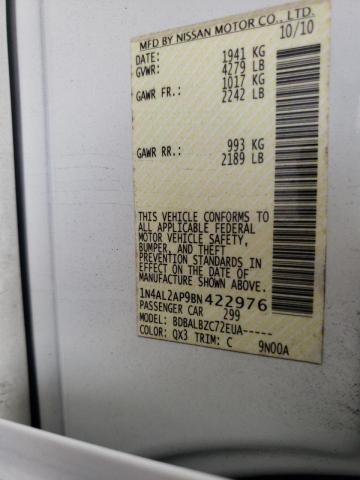 Photo 10 from auction – 2011 NISSAN ALTIMA BAS with VIN 1N4AL2AP9BN422976