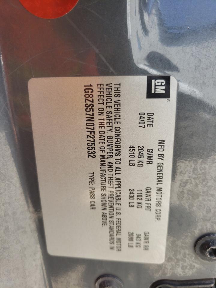 Photo 10 from auction – 2007 SATURN AURA XE with VIN 1G8ZS57N07F275532