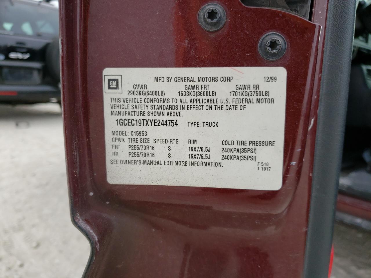 Photo 10 from auction – 2000 CHEVROLET SILVERADO with VIN 1GCEC19TXYE244754