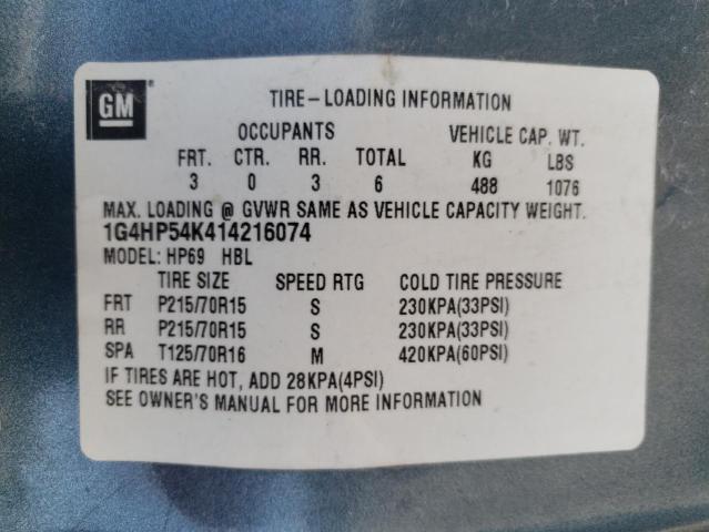 Photo 10 from auction – 2001 BUICK LESABRE CU with VIN 1G4HP54K414216074