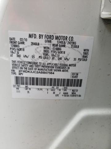 Photo 10 from auction – 2010 FORD EDGE SEL with VIN 2FMDK3JC2ABB07584