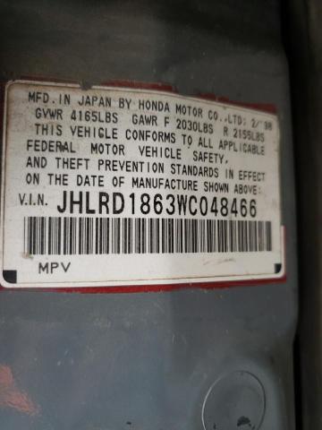 HONDA CR-V 1998 with VIN JHLRD1863WC048466 - Photo from auction