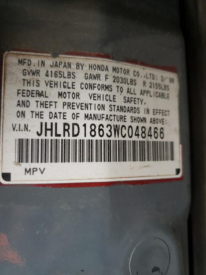 Photo 11 from auction – 1998 HONDA CR-V with VIN JHLRD1863WC048466