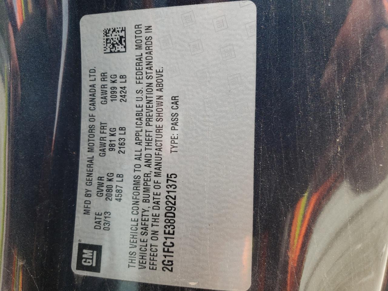 Photo 10 from auction – 2013 CHEVROLET CAMARO LT with VIN 2G1FC1E38D9221375