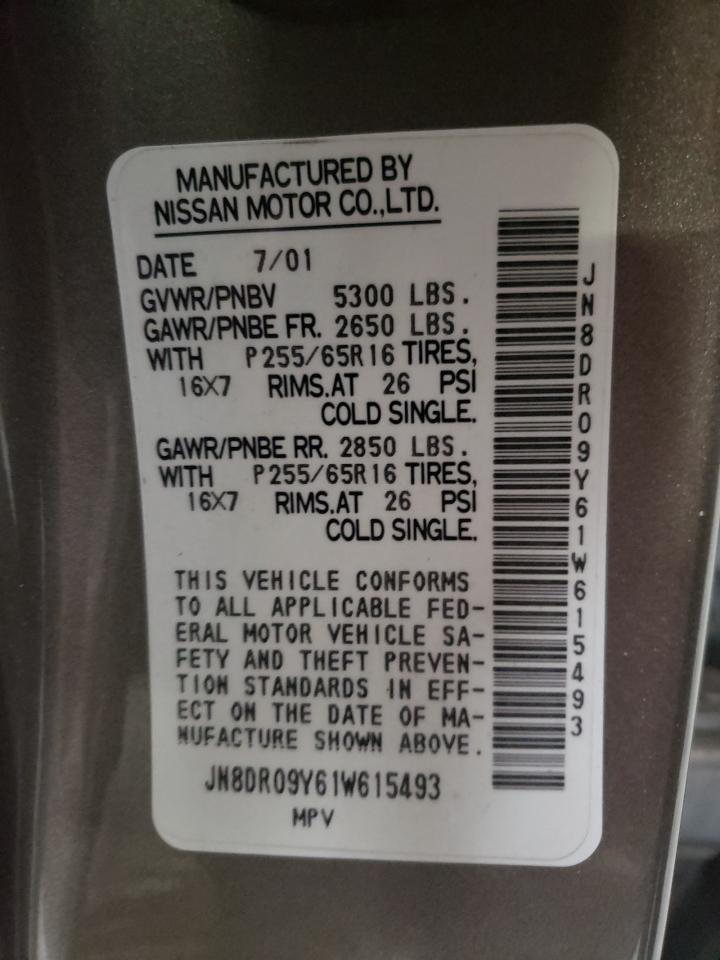 Photo 10 from auction – 2001 NISSAN PATHFINDER with VIN JN8DR09Y61W615493