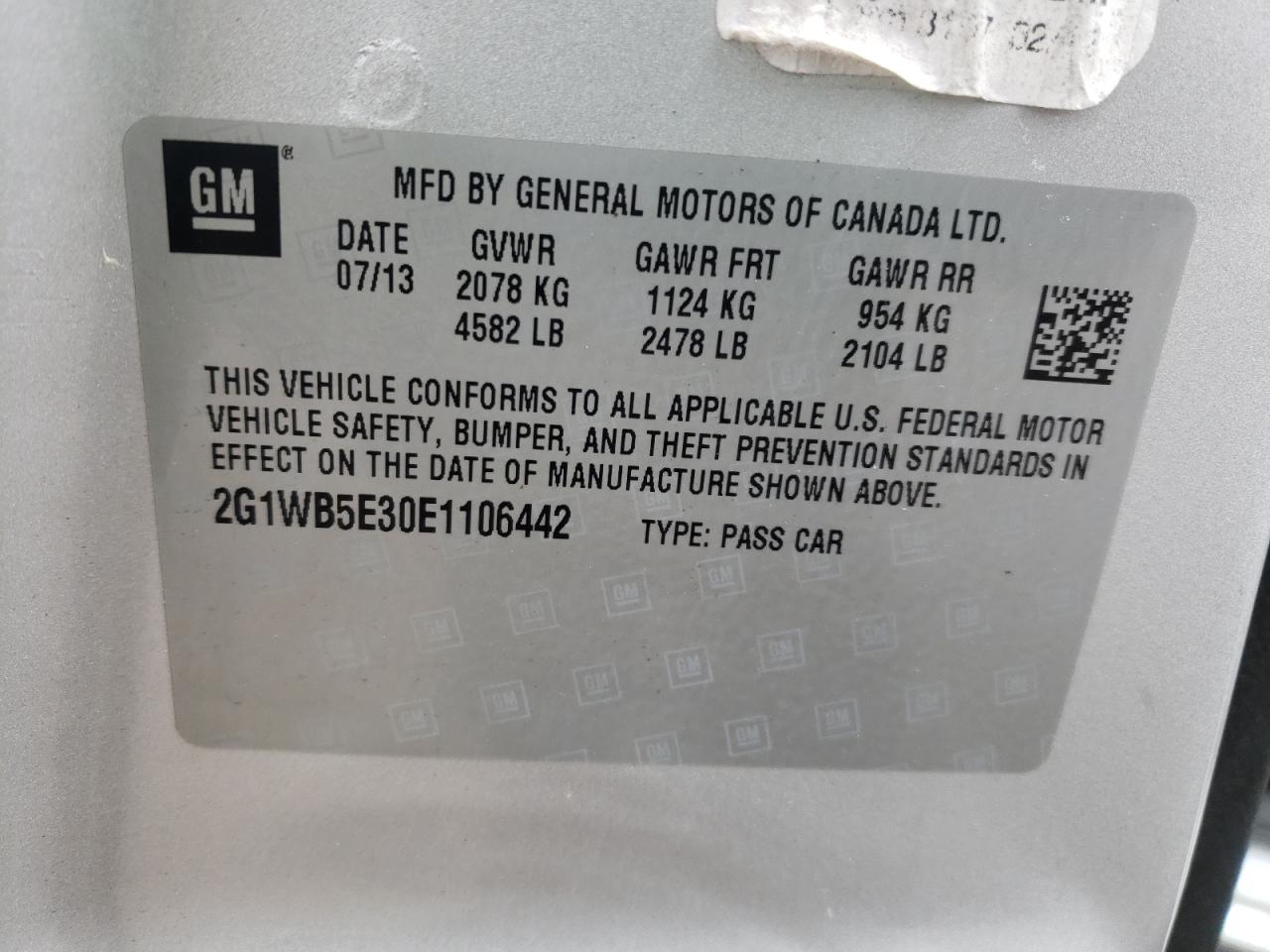 Photo 10 from auction – 2014 CHEVROLET IMPALA LIM with VIN 2G1WB5E30E1106442