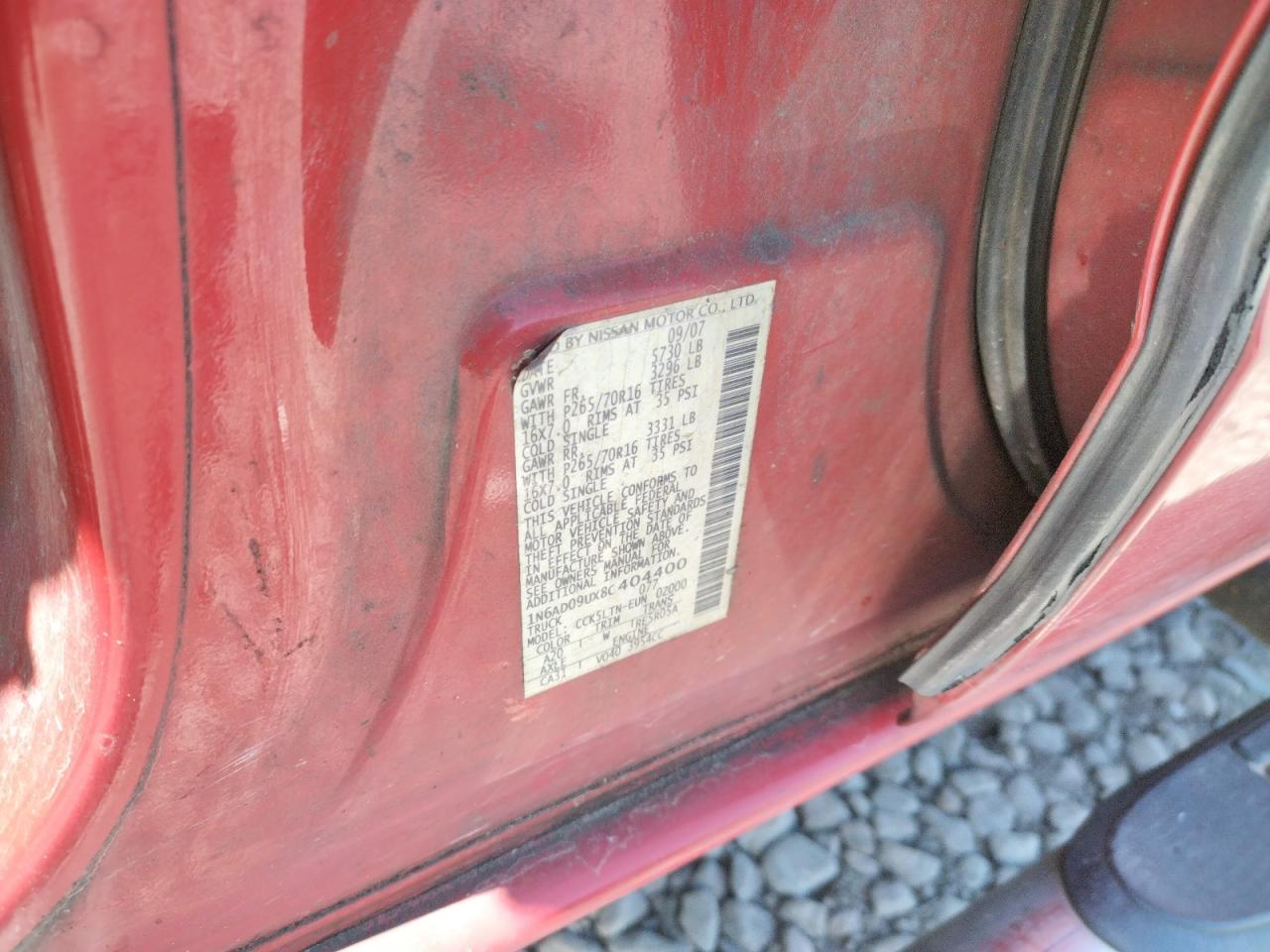 Photo 10 from auction – 2008 NISSAN FRONTIER C with VIN 1N6AD09UX8C404400