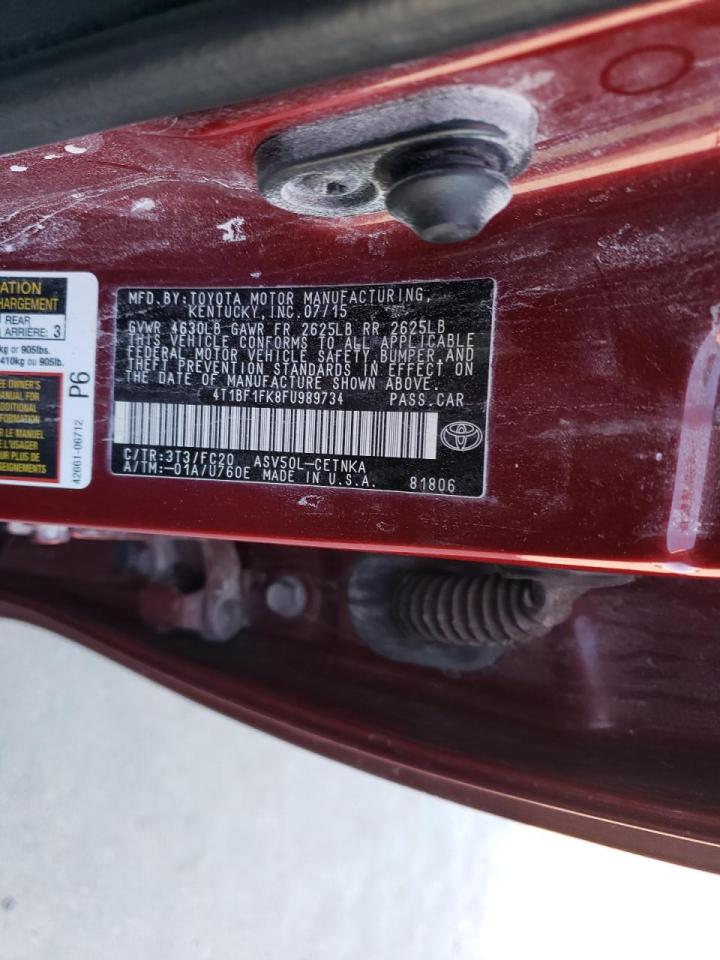 Photo 10 from auction – 2015 TOYOTA CAMRY LE with VIN 4T1BF1FK8FU989734