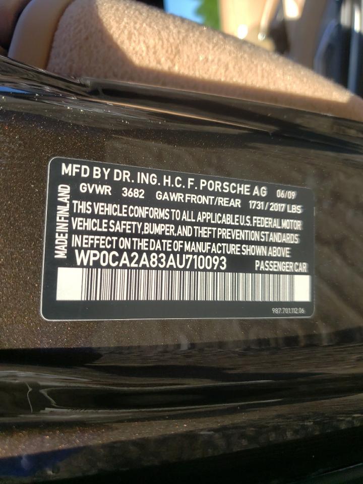 Photo 10 from auction – 2010 PORSCHE BOXSTER with VIN WP0CA2A83AU710093