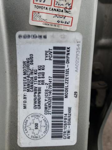 Photo 10 from auction – 2004 TOYOTA COROLLA MA with VIN 2T1KR32E14C791417