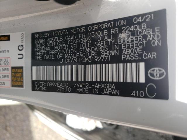 Photo 10 from auction – 2021 TOYOTA PRIUS PRIM with VIN JTDKAMFP2M3192771