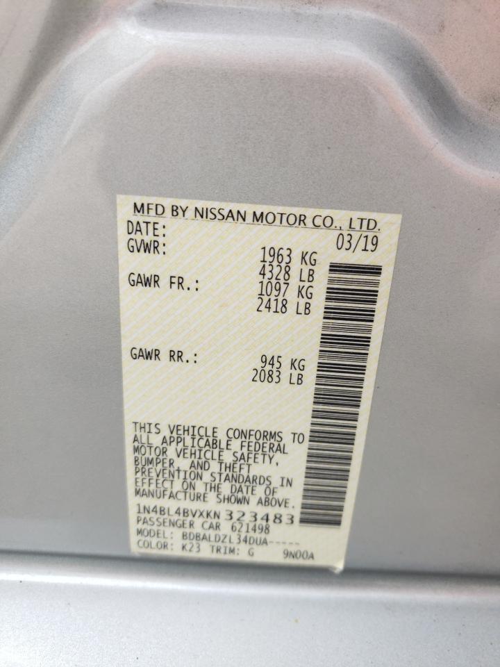 Photo 10 from auction – 2019 NISSAN ALTIMA S with VIN 1N4BL4BVXKN323483
