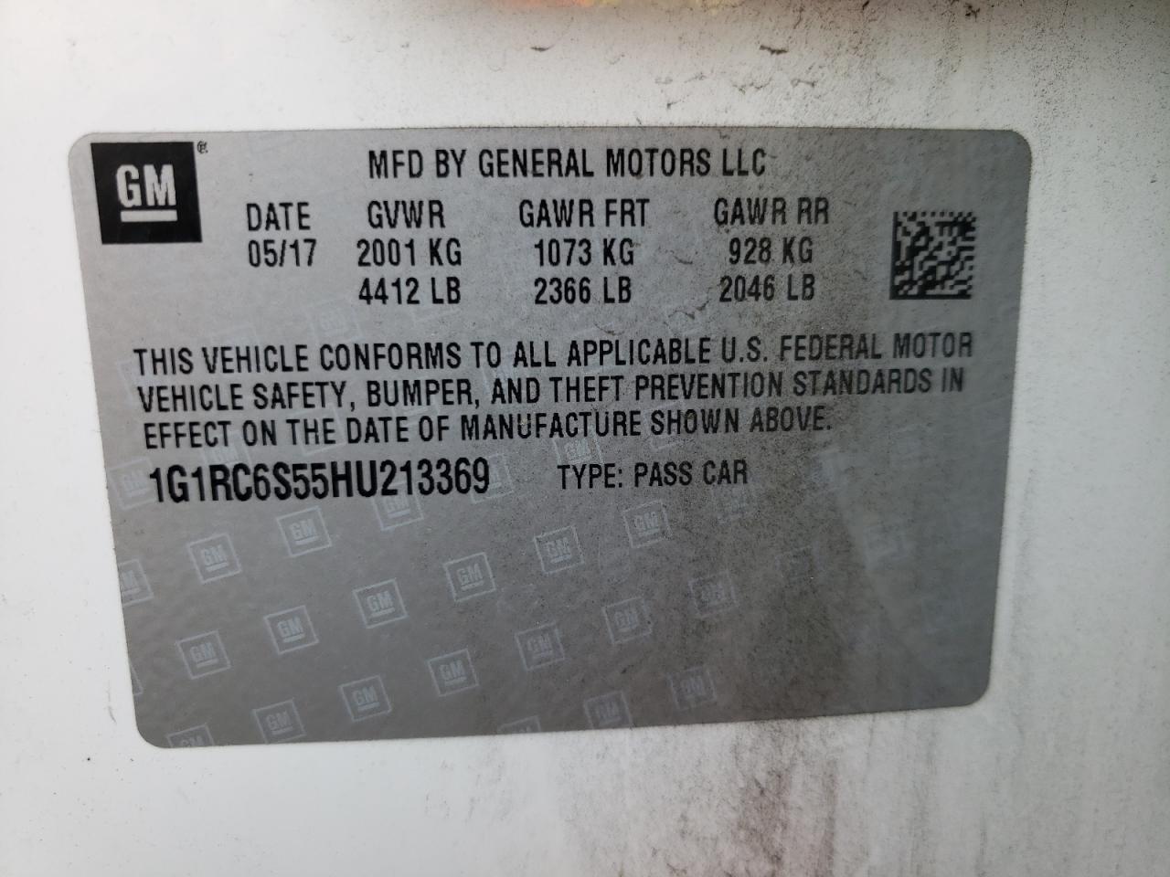Photo 10 from auction – 2017 CHEVROLET VOLT LT with VIN 1G1RC6S55HU213369