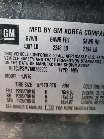 Photo 10 from auction – 2021 CHEVROLET TRAX 1LT with VIN KL7CJPSM7MB368265