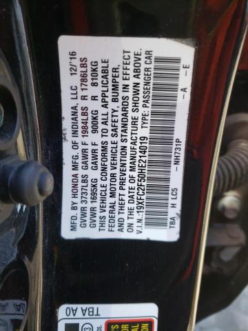 Photo 10 from auction – 2017 HONDA CIVIC LX with VIN 19XFC2F50HE214019
