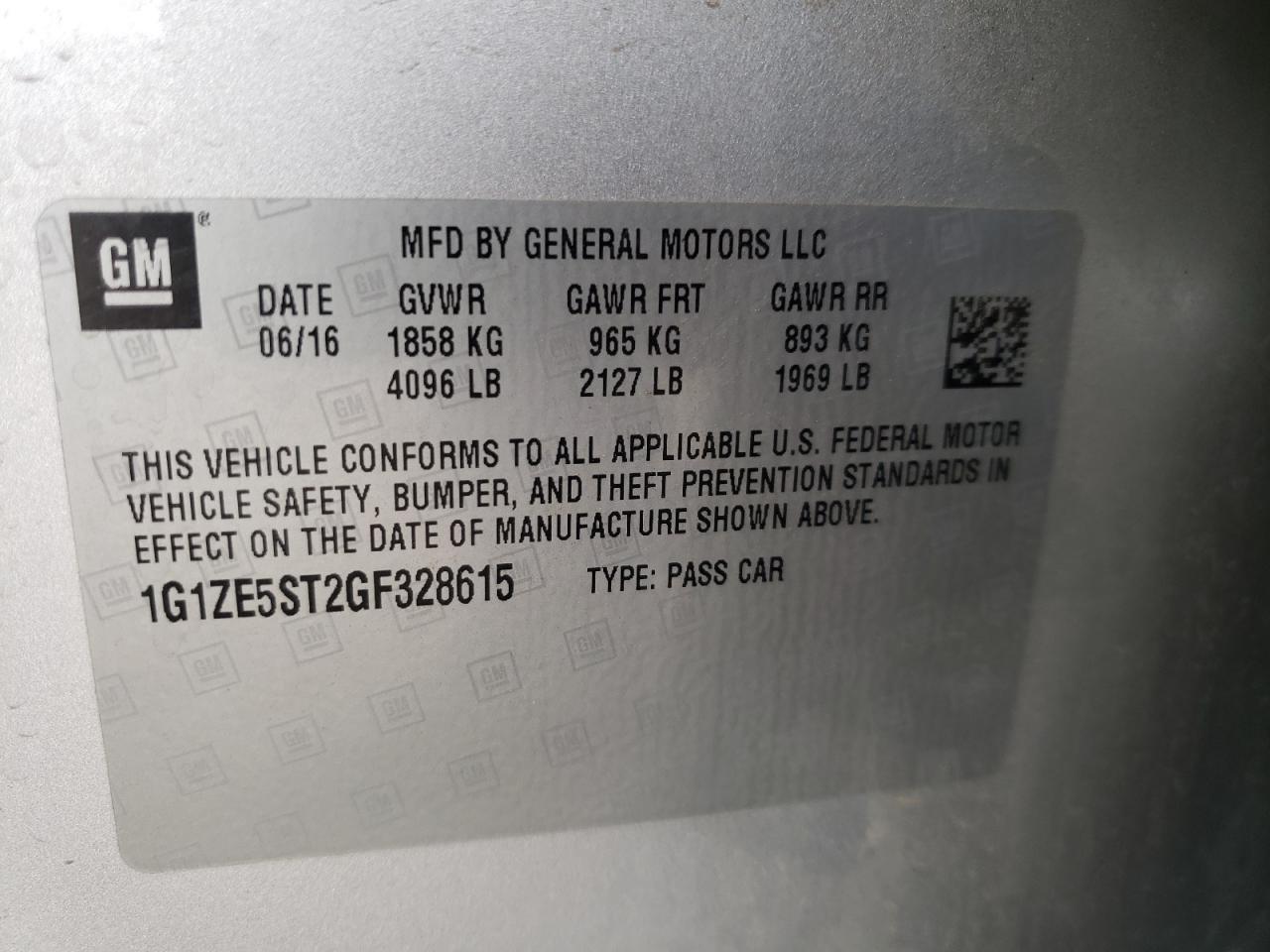 Photo 10 from auction – 2016 CHEVROLET MALIBU LT with VIN 1G1ZE5ST2GF328615