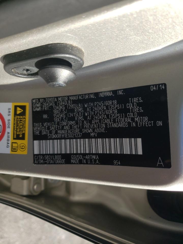 Photo 10 from auction – 2014 TOYOTA HIGHLANDER with VIN 5TDKKRFH1ES021237