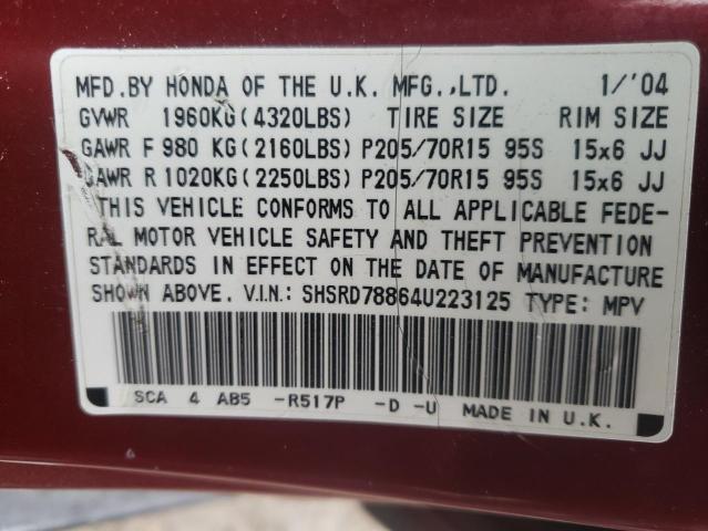 Photo 10 from auction – 2004 HONDA CR-V EX with VIN SHSRD78864U223125