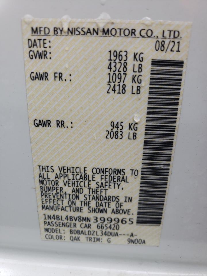 Photo 10 from auction – 2021 NISSAN ALTIMA S with VIN 1N4BL4BV8MN399965