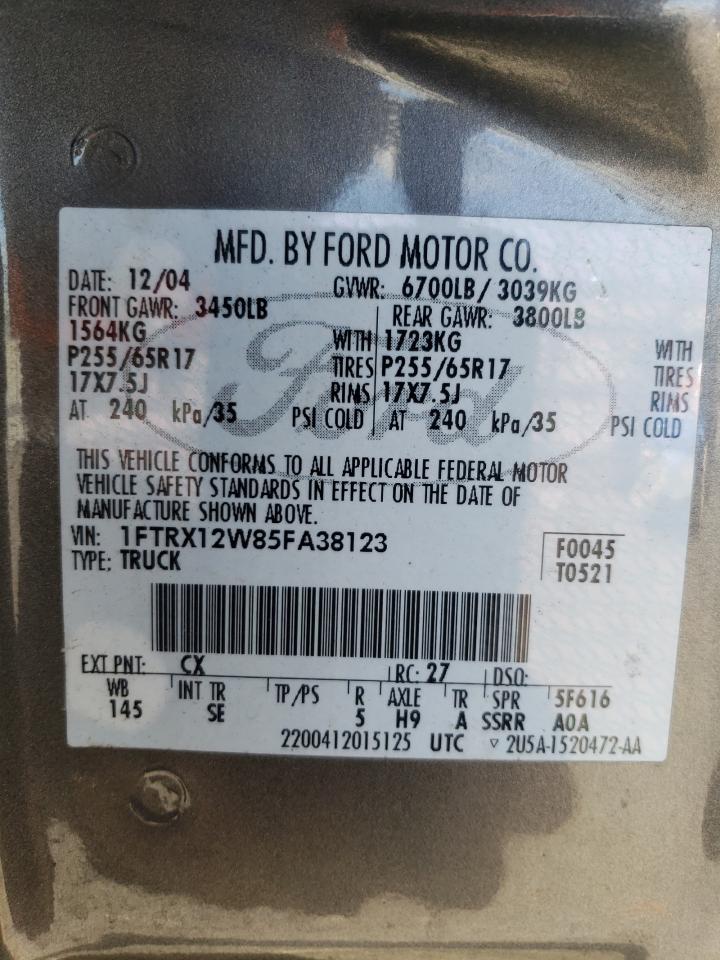 Photo 10 from auction – 2005 FORD F150 with VIN 1FTRX12W85FA38123