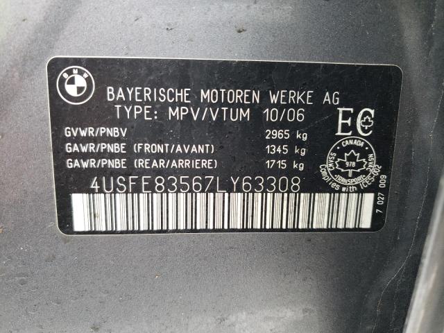 Photo 10 from auction – 2007 BMW X5 4.8I with VIN 4USFE83567LY63308