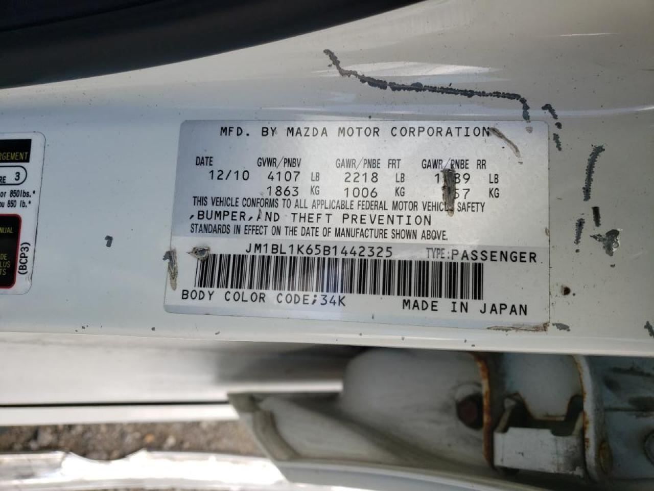Photo 10 from auction – 2011 MAZDA 3 S with VIN JM1BL1K65B1442325