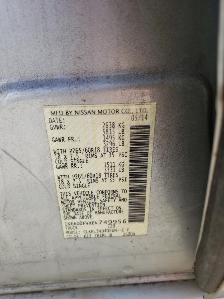 Photo 10 from auction – 2014 NISSAN FRONTIER S with VIN 1N6AD0FVXEN749956