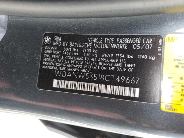 Photo 10 from auction – 2008 BMW 550 I with VIN WBANW53518CT49667