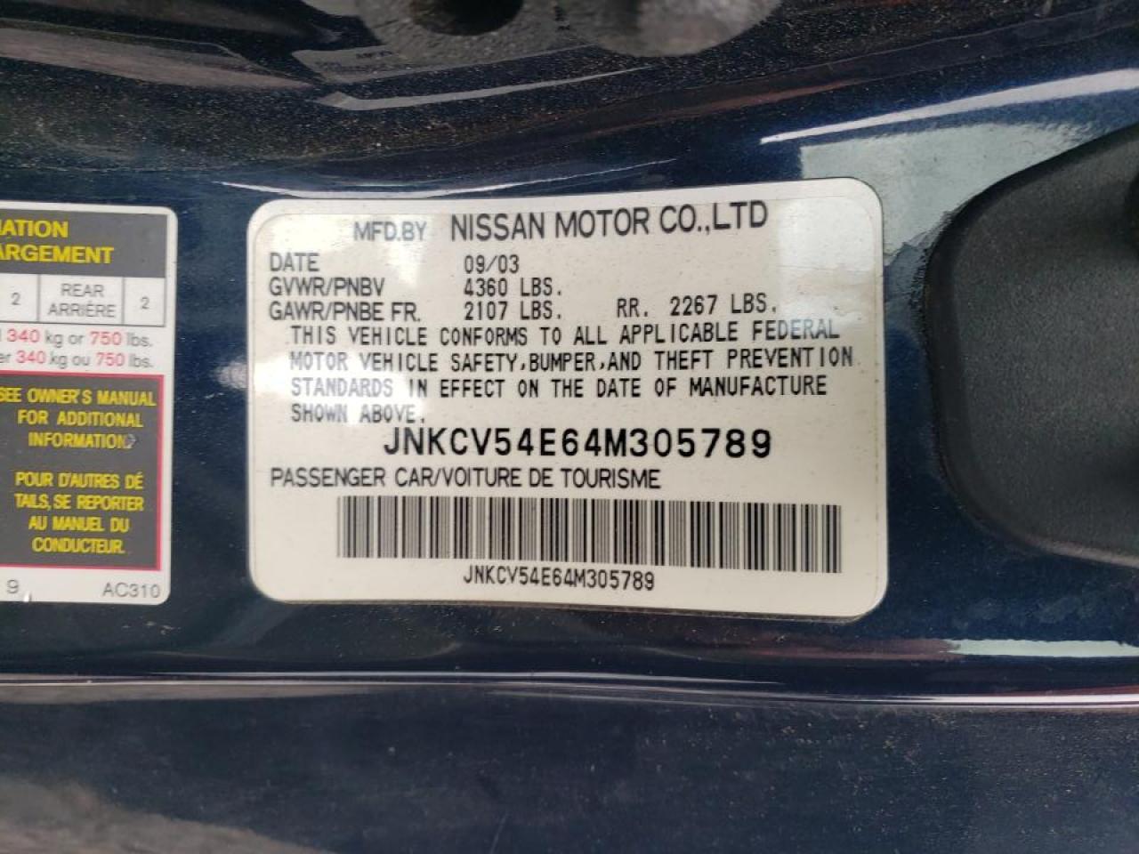 Photo 10 from auction – 2004 INFINITI G35 with VIN JNKCV54E64M305789